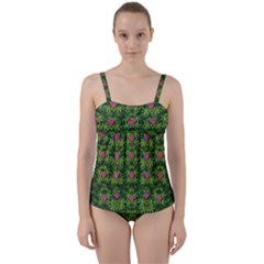 The Most Sacred Lotus Pond With Fantasy Bloom Twist Front Tankini Set by pepitasart