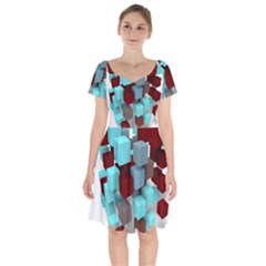 Matrix Network Data Exchange Short Sleeve Bardot Dress by Nexatart