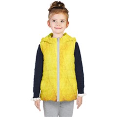 Green Yellow Leaf Texture Leaves Kid s Hooded Puffer Vest by Alisyart