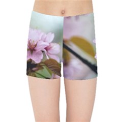 Soft Rains Of Spring Kids Sports Shorts by FunnyCow