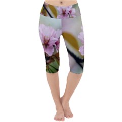 Soft Rains Of Spring Lightweight Velour Cropped Yoga Leggings by FunnyCow