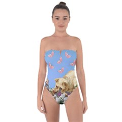 Cat And Butterflies Tie Back One Piece Swimsuit