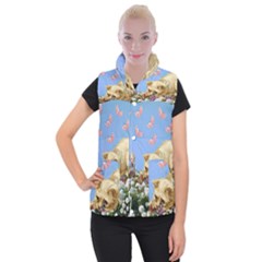 Cat And Butterflies Women s Button Up Vest