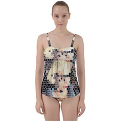 Stained Glass Girl Twist Front Tankini Set