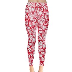 Officially Sexy Red & White Cracked Pattern Leggings 