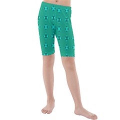 Modern Bold Geometric Green Circles Sm Kids  Mid Length Swim Shorts by BrightVibesDesign