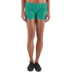 Modern Bold Geometric Green Circles Sm Yoga Shorts by BrightVibesDesign