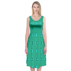 Modern Bold Geometric Green Circles Sm Midi Sleeveless Dress by BrightVibesDesign