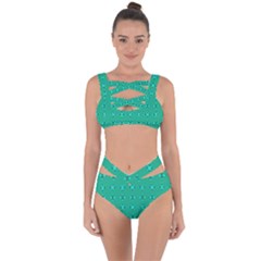 Modern Bold Geometric Green Circles Sm Bandaged Up Bikini Set  by BrightVibesDesign