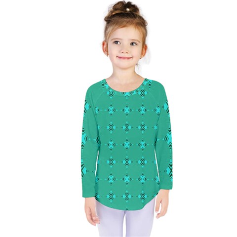 Modern Bold Geometric Green Circles Sm Kids  Long Sleeve Tee by BrightVibesDesign