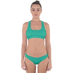 Modern Bold Geometric Green Circles Sm Cross Back Hipster Bikini Set by BrightVibesDesign