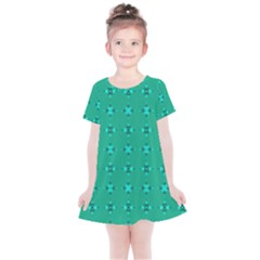 Modern Bold Geometric Green Circles Sm Kids  Simple Cotton Dress by BrightVibesDesign