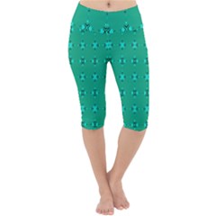 Modern Bold Geometric Green Circles Sm Lightweight Velour Cropped Yoga Leggings by BrightVibesDesign