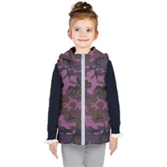 Camouflage Violet Kid s Hooded Puffer Vest by snowwhitegirl