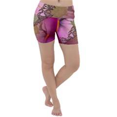 Flowers In Soft Violet Colors Lightweight Velour Yoga Shorts by FantasyWorld7