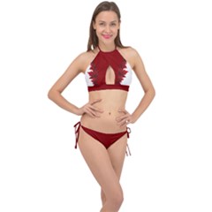 Canada Maple Leaf Cross Front Halter Bikini Set by CanadaSouvenirs