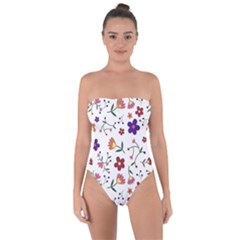 Flowers Pattern Texture Nature Tie Back One Piece Swimsuit by Nexatart