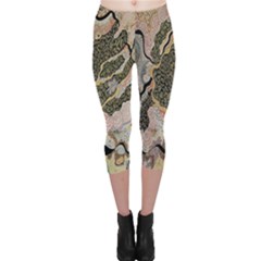 Lizard Volcano Capri Leggings  by chellerayartisans