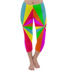 Neon Rainbow Burst Capri Winter Leggings  by PodArtist