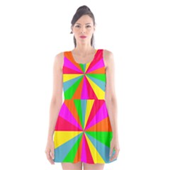 Neon Rainbow Burst Scoop Neck Skater Dress by PodArtist