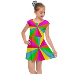 Neon Rainbow Burst Kids Cap Sleeve Dress by PodArtist
