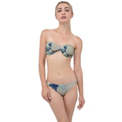 The Classic Japanese Great Wave Off Kanagawa By Hokusai Classic Bandeau Bikini Set by PodArtist