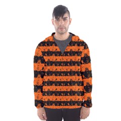 Orange And Black Spooky Halloween Nightmare Stripes Hooded Windbreaker (men) by PodArtist