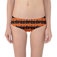 Orange And Black Spooky Halloween Nightmare Stripes Classic Bikini Bottoms by PodArtist