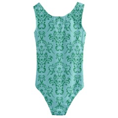 Victorian Teal Ornamental Kids  Cut-out Back One Piece Swimsuit