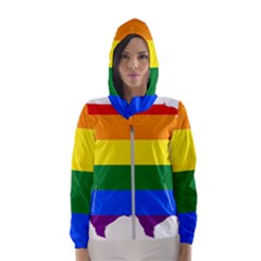 Usa Lgbt Flag Map Hooded Windbreaker (women) by abbeyz71