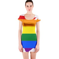 Usa Lgbt Flag Map Short Sleeve Bodycon Dress by abbeyz71