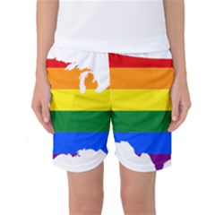 Usa Lgbt Flag Map Women s Basketball Shorts by abbeyz71