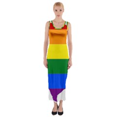 Usa Lgbt Flag Map Fitted Maxi Dress by abbeyz71