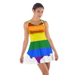 Usa Lgbt Flag Map Cotton Racerback Dress by abbeyz71