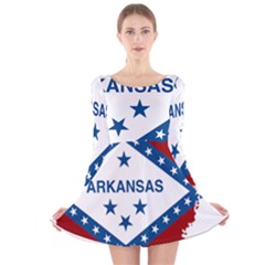 Flag Map Of Arkansas Long Sleeve Velvet Skater Dress by abbeyz71