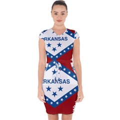 Flag Map Of Arkansas Capsleeve Drawstring Dress  by abbeyz71