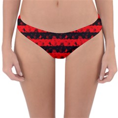 Red Devil And Black Halloween Nightmare Stripes  Reversible Hipster Bikini Bottoms by PodArtist