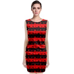 Red Devil And Black Halloween Nightmare Stripes  Classic Sleeveless Midi Dress by PodArtist