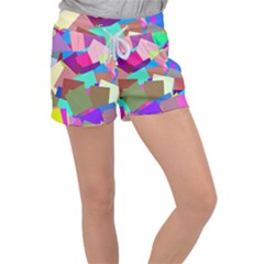 Colorful Squares                                          Women s Velour Lounge Shorts by LalyLauraFLM