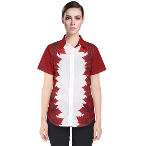 Canada Maple Leaf Women s Short Sleeve Shirt Button Down by CanadaSouvenirs