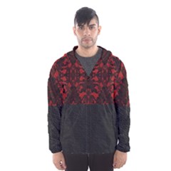 Red And Black Leather Red Lace Design By Flipstylez Designs Hooded Windbreaker (men) by flipstylezfashionsLLC