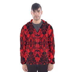 Bright Red Fashion Lace Design By Flipstylez Designs Hooded Windbreaker (men) by flipstylezfashionsLLC