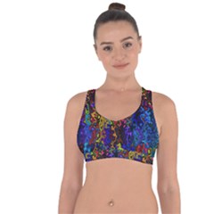 Colorful Waves                                                        Cross String Back Sports Bra by LalyLauraFLM