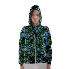 Blue Luminescent Roses Hooded Windbreaker (women)