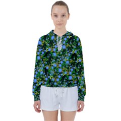 Blue Luminescent Roses Women s Tie Up Sweat