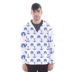 Vintage Face Anchor Blue Hooded Windbreaker (men)