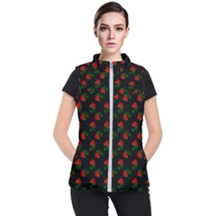 Red Roses Black Women s Puffer Vest