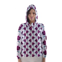 Flamingo Leaf Patttern Blue Hooded Windbreaker (women)