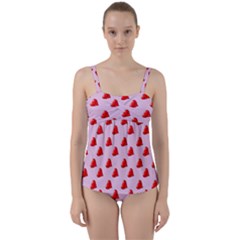 Kawai Hearts Twist Front Tankini Set by snowwhitegirl