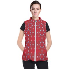 Embroidery Paisley Red Women s Puffer Vest